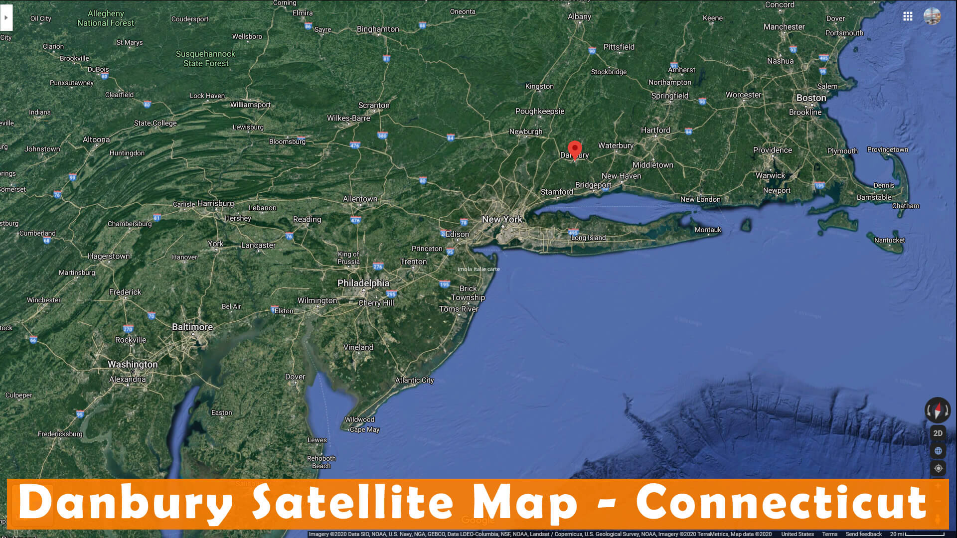 Danbury Satellite Map Connecticut